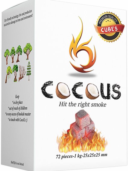 Cocous Natural Coco Shell Hookah Charcoal -72 Pieces Cubes