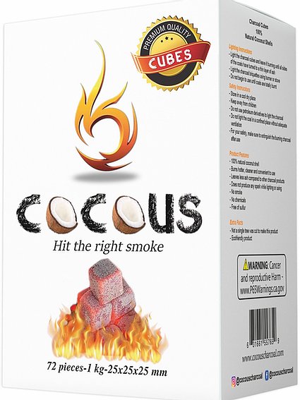 Cocous Natural Coco Shell Hookah Charcoal -72 Pieces Cubes